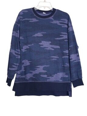 Old Navy Blue & Gray Camo Crew Neck Pullover Sweatshirt Women's Size XS